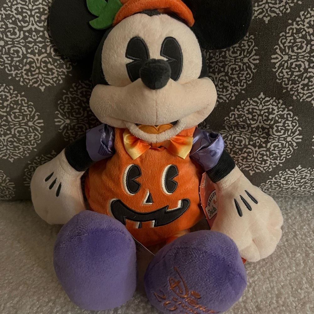 Disney Halloween Mickey Plush with Purple and Orange Accents